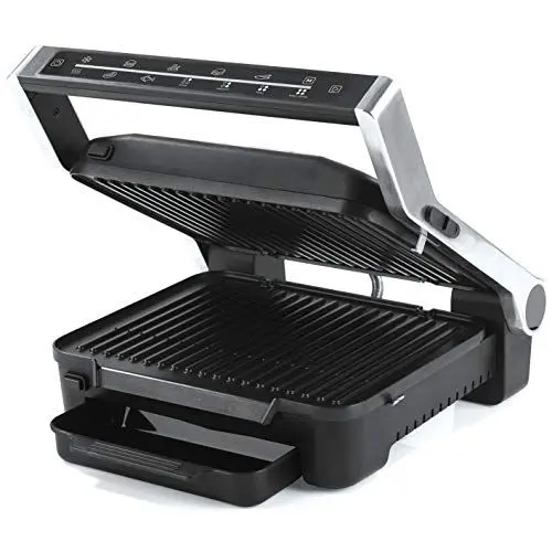 Produktbild: MAXXMEE 9550 Kontakt-Grill XL mit 6 Grill Programmen | Touch-Display mit LED Farb Countdown, mit abnehmbaren Grillplatten und Fettauffangschale | Antihaftbeschichtung (29,2cm x 23cm / 2000 Watt)