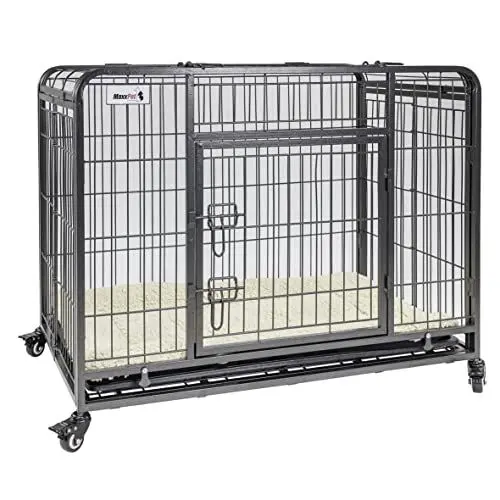 Produktbild: MaxxPet Hundebox - Hundekäfig - Faltbarer Metall-Hundekäfig - Inklusive Hundekissen - Hundetransportbox - Hundebox Große und Kleine Hunde - Stahl - Schwarz - 94x58x70 cm