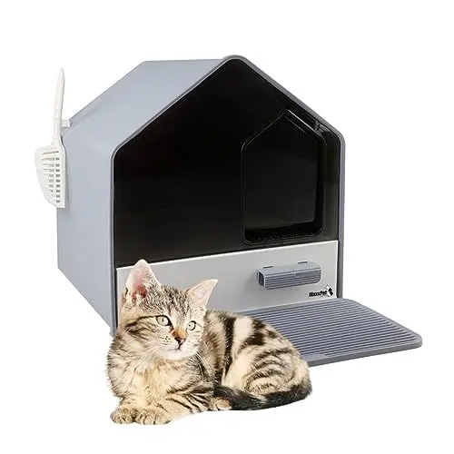 Produktbild: MaxxPet Katzenklo - Katzenklo Deckel - Katzenklo XXL - Cat Litter Box - Katzentoilette inkl. Schaufel und Katzenstreu Matte 46x41x46cm - Katzentoiletten & Zubehör - Grau