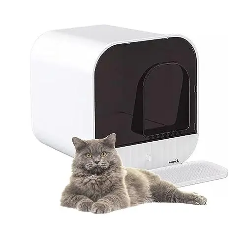 Produktbild: MaxxPet Katzenklo mit Deckel - Katzentoilette Inkl. Schublade & Katzenstreu Matte - 43x42x40cm - Cat Litter Box - Katzentoiletten & Zubehör - Katzen Klo - Cat Toilet - Weiß