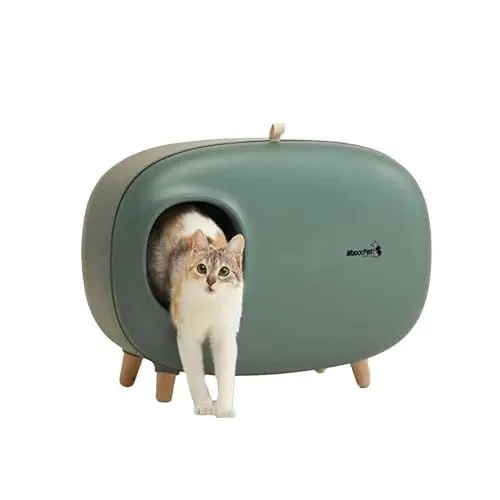 Produktbild: MaxxPet Katzenklo – Katzentoilette und Kaninchen Toilette – Katzenhaus mit Schublade – Katzenklo geschlossen Cat litterbox - 60x38x45cm - Grün
