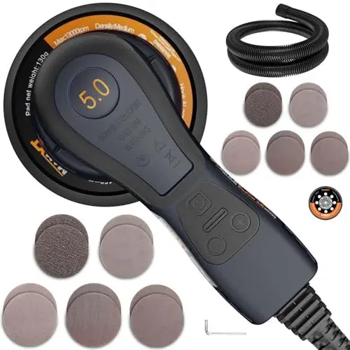 Produktbild: MAXXT 5.0mm Exzenterschleifer Brushless - 150mm&125mm Multifunktions-Schleifmaschine - variabler Geschwindigkeit - 10 Schleifscheiben für Holzarbeiten, Trockenbauschleifen, Polieren