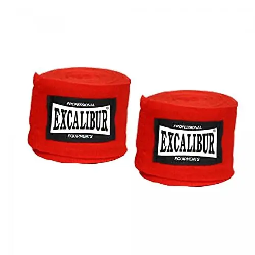 Produktbild: Maxxus Boxbandagen Excalibur Club PRO - 5m lang, 1 Paar, mit Daumenschlaufe & Klettverschluss, Waschbar, Schwarz/Rot - Handbandagen, Boxen, Kampfsport, MMA, Kickboxen, Boxing, Kampfsport, Muay Thai