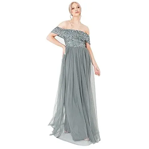 Produktbild: Maya Deluxe Damen Rl004 Mm Bridesmaid Dress, Misty Green, 40 EU