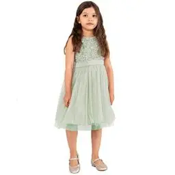 Produktbild: Maya Deluxe Mädchen^Mädchen Paillettenverziertes Hochzeit und Geburtstag Festlich mit Bandschleife Brautjungfernkleid Kleid, Green Lily, 3 Years