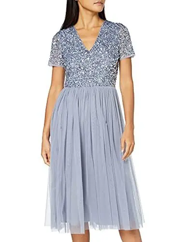 Produktbild: Maya Deluxe Women's RL004-MM Bridesmaid Dress, Dusty Bleu, 52 EU (24 UK)