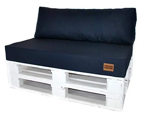 Produktbild: Mayaadi-Home Set Palettenkissen Palettenpolster Palettenauflage Indoor Outdoor Sitzkissen 120x80x15 mit Rückenkissen 120x40x10-20 Dunkelblau