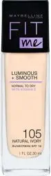 Produktbild: Maybelline New York Fit Me! Liquid Make-Up Nr. 105 Natural Ivory, flüssiges Make-Up, Foundation, die sich dem Hautton anpasst, natürliches Finish, leichter Glow