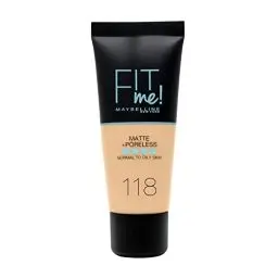 Produktbild: Maybelline New York Fit Me! MATTE&PORELESS Make-up Nr. 118 Light Beige, Flüssiges Make-up, Passt Sich Dem Hautton An, Feuchtigkeitsspendend, Mattierend, Leichte Bis Mittlere Deckkraft, 30 Ml