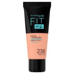 Produktbild: Maybelline New York Fit me! MATTE&PORELESS Make-up Nr. 238 Rich Tan, flüssiges Make-up, passt sich dem Hautton an, feuchtigkeitsspendend, mattierend, leichte bis mittlere Deckkraft, 30 ml