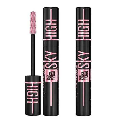 Produktbild: Maybelline New York Sky High Volumizing and Extension Mascara Farbe Cosmic Black mit Flexibler Bürste für Lange Definierte und Volle Wimpern – 2 Kosmetika