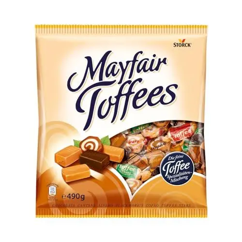 Produktbild: Mayfair Toffees – 1 x 490g – Karamell Toffee-Bonbon-Mischung mit verschiedenen Geschmacksrichtungen
