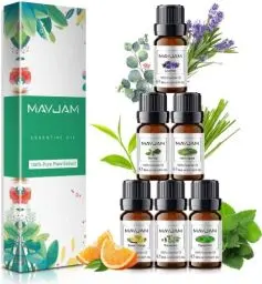 Produktbild: MAYJAM Ätherische Öle Set 6 x 10ml, Rein Naturrein Ätherisches Öl Eukalyptusöl, Lavendel, Süße Orange, Teebaum, Zitronengras, Pfefferminz, Duftöle Set für Diffuser Aromatherapie Geschenkset