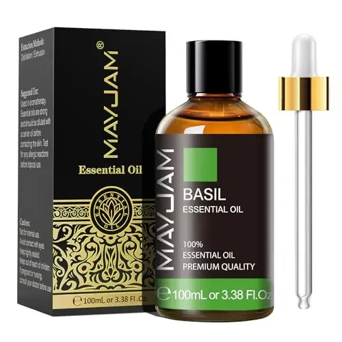 Produktbild: MAYJAM Basilikum Ätherisches Öl 100ML, Basilikumöl für Diffusor, Luftbefeuchter, DIY, Home，Wardrobes