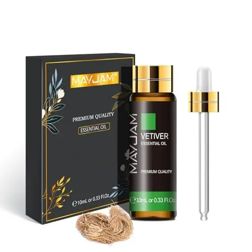 Produktbild: MAYJAM Vetiver Ätherisches Öl 10ML, Vetiveröl für Diffusor, Luftbefeuchter, DIY, Home，Wardrobes