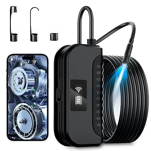 Produktbild: Maylatte Endoskopkamera mit Licht Handy 10M, 1080P HD WFI Autofokus Rohrkamera mit 10 LED, IP68 wasserdichte Inspektionskamera für iOS, Android, 9mm kanalkamera mit Werkzeugkasten