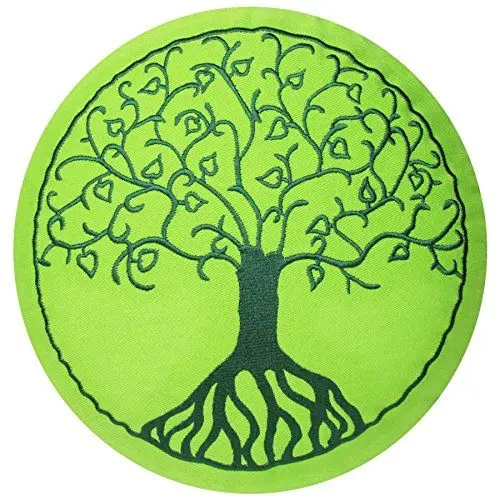 Produktbild: maylow - Yoga mit Herz - Yogakissen Meditationskissen mit Stickerei Baum des Lebens 33x15cm mit Dinkelspelz gefüllt - Bezug und Inlett 100% Baumwolle (apfelgrün-grün)