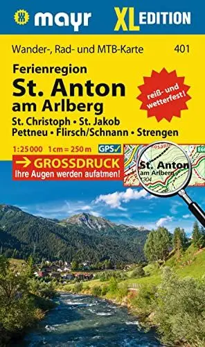 Produktbild: Mayr Wanderkarte Ferienregion St. Anton am Arlberg XL 1:25.000: Wander-, Rad- und Mountainbikekarte, extra grossdruck, reiß- und wetterfest