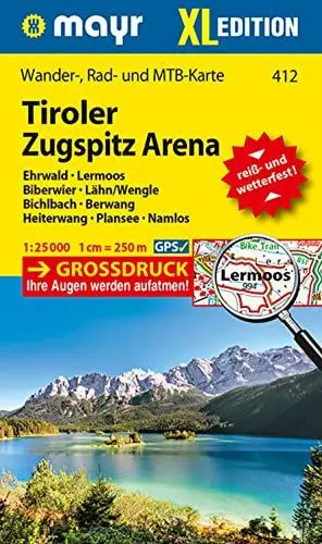 Produktbild: Mayr Wanderkarte Tiroler Zugspitz Arena XL, Ehrwald, Lermoos, Biberwier, Lähn/Wengle, Bichlbach, Berwang, Heiterwang, Plansee, Namlos 1:25.000: ... extra grossdruck, reiß- und wetterfest