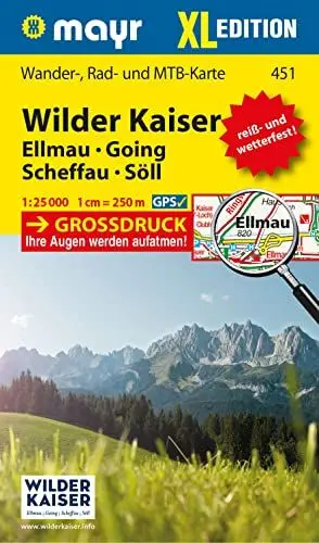 Produktbild: Mayr Wanderkarte Wilder Kaiser - Ellmau - Going - Scheffau - Söll XL 1:25.000: Wander-, Rad- und Mountainbikekarte, extra grossdruck, reiß- und wetterfest