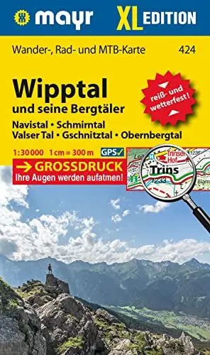 Produktbild: Mayr Wanderkarte Wipptal und seine Bergtäler 1:30.000: Wander-, Rad- und Mountainbikekarte, extra grossdruck, reiß- und wetterfest