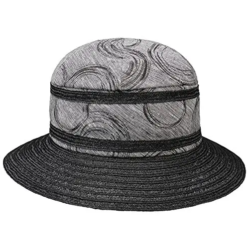Produktbild: Mayser Alma Caranda Circles Stoffhut Leinenhut Baumwollhut Hanfhut Sommerhut Sonnenhut Damenhut Damen - Made in The EU mit Futter, Futter Sommer Frühling-Sommer - L (59-60 cm) schwarz