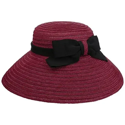 Produktbild: Mayser Audrey Hanfhut Strohhut Damenhut Baumwollhut Stoffhut Damen - Made in The EU mit Ripsband, Ripsband Sommer Frühling-Sommer - One Size Bordeaux