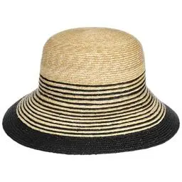 Produktbild: Mayser Clea Twotone Strohhut mit UV-Schutz Sonnenhut Sommerhut Damenhut Strandhut Gartenhut Damen - Made in The EU Sommer Frühling-Sommer - One Size Natur-schwarz