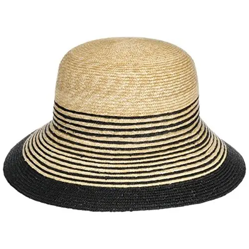 Produktbild: Mayser Clea Twotone Strohhut mit UV-Schutz Sonnenhut Sommerhut Damenhut Strandhut Gartenhut Damen - Made in The EU Sommer Frühling-Sommer - One Size Natur-schwarz