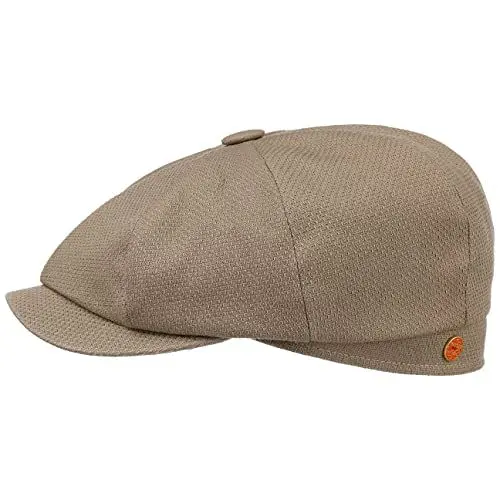 Produktbild: Mayser Shelby Washed Flatcap Schirmmütze Schiebermütze Ballonmütze Herren - Made in The EU mit Schirm, Futter, Futter Frühling-Sommer - 57 cm Taupe