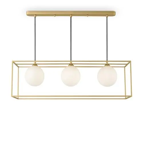 Produktbild: MAYTONI DECORATIVE LIGHTING Trinity Außergewöhnliche futuristische Pendelleuchte, Schrm aus Mattglas, weiß-goldene Lackierung des Metalls, 3-flammig, exkl. G9 25W
