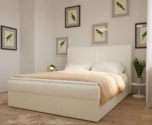 Produktbild: mb-moebel Polsterbett Kontinentalbett, Bonell-Matratze und Topper, Doppelbett gepolstertes Kopfteil mit Bettkasten Boxspringbett Bett 04 (Weiß (Ambience 01), 160x200 cm)