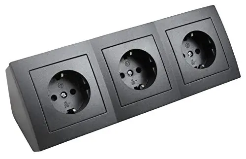 Produktbild: MC POWER Steckdosenblock Unterbausteckdosen | FLAIR | 3-fach Schutzkontaktsteckdosen, 15cm Kabel mit Lüsterklemme, 230V / 16A, Aufbau, anthrazit matt