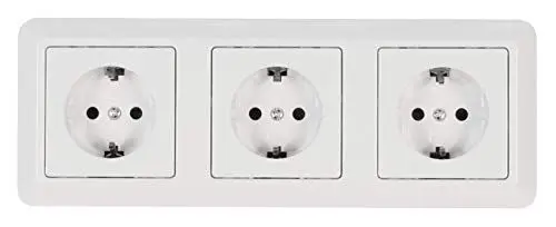 Produktbild: MC POWER - CUP - Steckdosen Set 3-fach Steckdose | Beginner 3S Profi | 4-teilig, dreifach-Steckdose mit Rahmen weiß, poliert