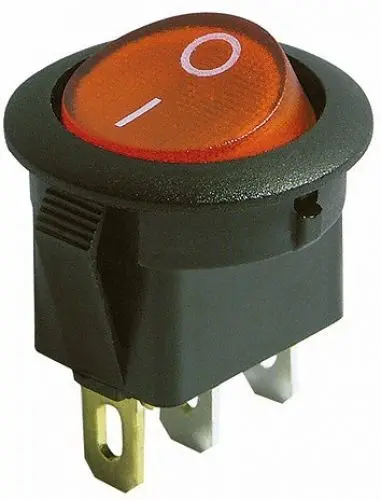 Produktbild: MC POWER Wippenschalter | 3-polig, rote Wippe (beleuchtet), 250V/6,5A, schwarz, EIN/AUS | Zuverlässiger Schalter für Elektrogeräte, DIY-Projekte