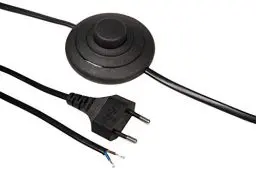 Produktbild: MC Power Euro-Netzkabel mit Fußschalter | 2m, blanke Enden (schwarz) | Ideal für Lampen und Leuchten