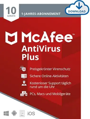 Produktbild: McAfee AntiVirus 2025| 12 Monate| Echtzeitschutz für PCs vor neuen und dynamischen Bedrohungen | Digitaler download
