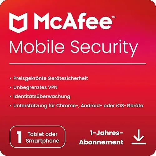 Produktbild: McAfee Mobile Security | 12 Monate|Sicherheits-App für Mobilgeräte | Digitaler download