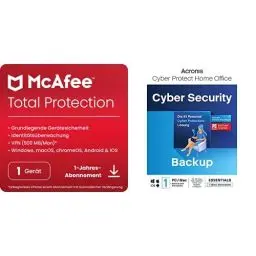 Produktbild: McAfee Total Protection 2023 | Virenschutz + Acronis | Backup || beides für 1 Gerät/1 Jahr | Aktivierungscodes per Email
