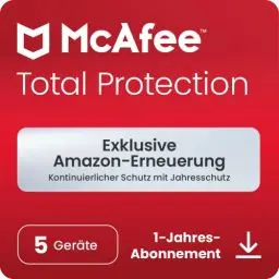 Produktbild: McAfee Total Protection (5 Geräte) 2025 | Secure VPN, Sicherheitssoftware mit Virenschutz,Kennwort-Manager, Identitätsüberwachung |Amazon Abonnements