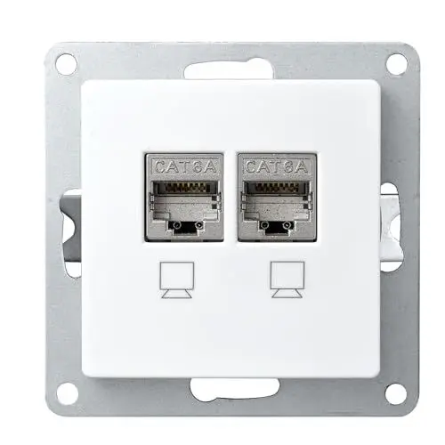 Produktbild: McPower Netzwerk-Dose | Flair | CAT6A, Unterputz, vollgeschirmt, 10 Gbps, IP20, 500 MHz, ideal für Moderne Netzwerkinstallationen, weiß