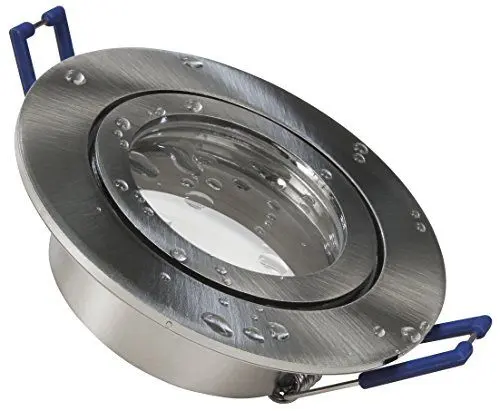 Produktbild: McShine Einbaurahmen DL-54 | Rund IP44 | Clip-Verschluss | GU10, MR16 LED und Halogen geeignet | Feuchtraum für Badezimmer, Küche, Außenbereich | Edelstahl gebürstet