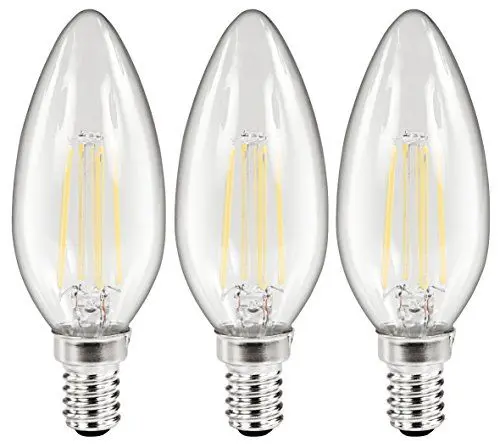 Produktbild: McShine - LED Filament Leuchtmittel | FILED | Kerzenlampe, 4W / E14 | 3er-Pack