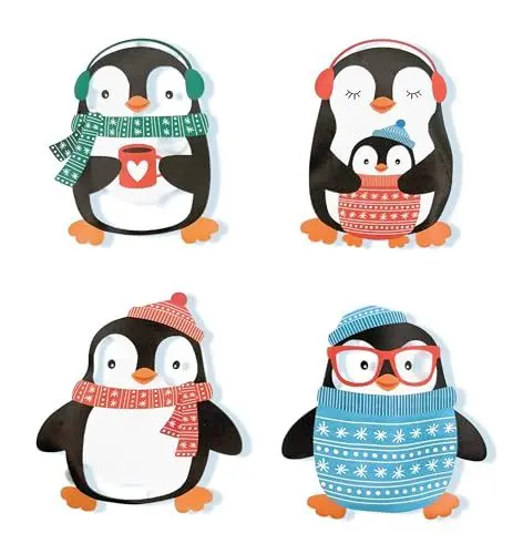 Produktbild: MC-Trend 4er Set Taschenwärmer - Handwärmer im niedlichen Pinguin Winter Design
