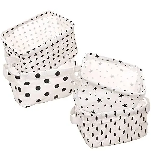 Produktbild: Mduo 4Stück faltbare aufbewahrungskorb aus Baumwolle und Leinen,wasserdicht und umweltfreundlich wickeltisch organizer, Faltbar Ablagekörbe Speicher für Spielzeug, Kosmetik, Bad