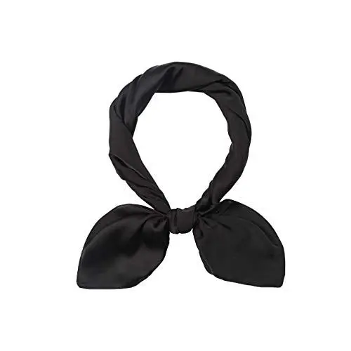 Produktbild: MEANBEAUTY Damen 70 x 70 cm Seidenschal Seide Leicht Bandana mehrfarbig Schal Kopftuch Haarschal-Schwarz