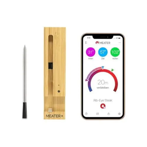 Produktbild: MEATER+ | Neu: Das kabellose, smarte Fleischthermometer mit 50m Reichweite | Für Ofen, Grill, Pfanne und Rotisserie | Perfekter Fleischgenuss via App