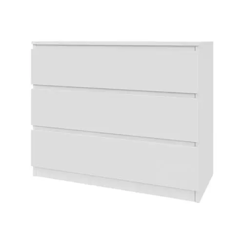 Produktbild: Mebligo - Kommode mit 3 Schubladen 90 cm Breit, Komodenschrank für Schlafzimmer, Kommode Wohnzimmer, Kinderzimmer, Jugendzimmer und Büro (B:90 x H:75 x T:40 cm) - Kommode Weiß
