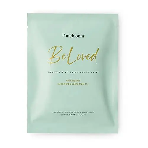 Produktbild: MEBLOOM BeLoved Feuchtigkeitsspendende Bauchmaske (40x60) cm - für den Bauch in der Schwangerschaft – schützt vor Dehnungsstreifen – aus natürlichen und biologischen Pflanzenstoffen