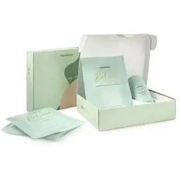 Produktbild: MEBLOOM Geschenkset für Schwangere - 3x Feuchtigkeitsspendende Bauchmaske + Multifunktionaler Körperbalsam Stick - aus Natürlichen und Biologischen Pflanzenstoffen – Hilft gegen Dehnungsstreifen